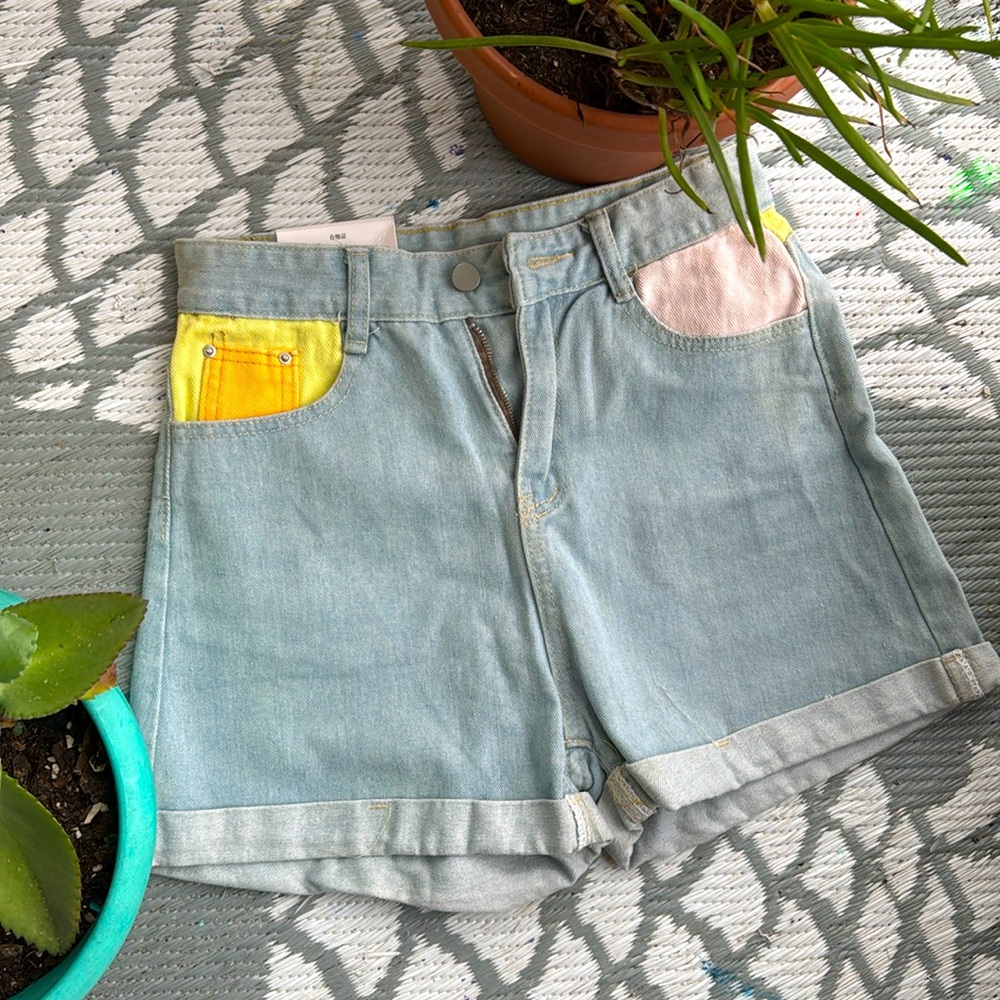Multi-colored Jean Shorts